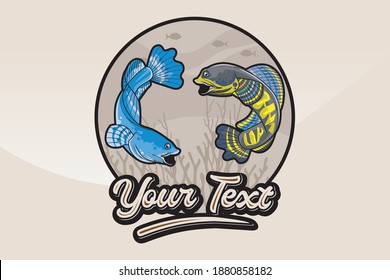 Channa Snakehead fish, Predator Fish Vector of striped snakehead fish, FISH LOGO ILLUSTRATION