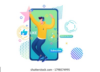 Canal sobre el chico joven, profesor de danza, tectónica, estilo libre, R & B. Diseño web para entrenamiento de danza. Suscríbete y aprende a bailar