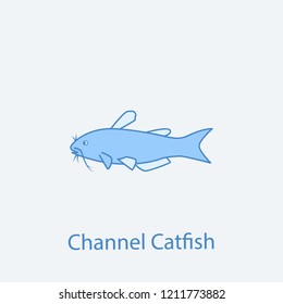 channel catfish 2 colored line icon. Simple light and dark blue element illustration. channel catfish concept outline symbol design from fish set