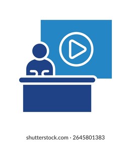 Canal duplo Tom azul cor mini ícone de ilustração, uso para jornalista, radiodifusão, notícias e mídia UI, UX kit, aplicativo e desenvolvimento web, digital ou impressão.