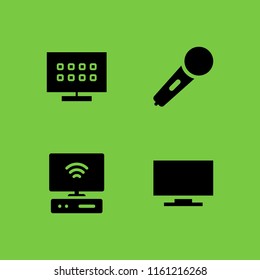 channel icon. 4 channel set with tv, smart tv and karaoke microphone icon vector icons for web and mobile app