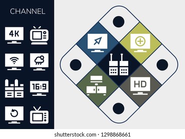  channel icon set. 13 filled channel icons. Simple modern icons about  - Walkie talkie, Television, Tv