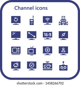 channel icon set. 16 filled channel icons.  Simple modern icons about  - Television, Walkie talkie, Old tv, Tv, Remote control
