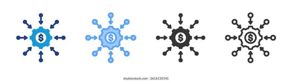 Channel icon set multiple style collection