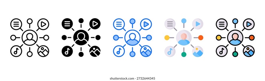 Channel icon set with multiple style collection