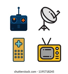 channel icon set. vector set about television, remote control and satellite dish icons set.