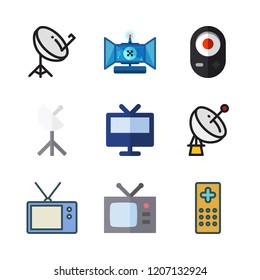 channel icon set. vector set about remote control, remote, satellite dish and television icons set.