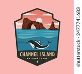 channel island national park emblem patch logo vector illustration design, california landmark in badge style