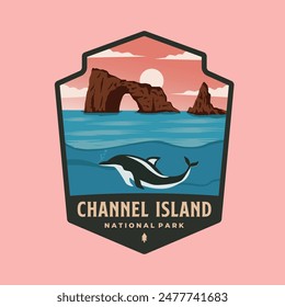 channel island national park emblem patch logo vector illustration design, california landmark in badge style