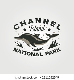 channel island vintage logo print illustration design, us national park collection by lawoel