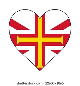 Channel islands Heart Shape Flag. Love Channel islands. Visit Channel islands. Northern Europe. Europe. European Union. Vector Illustration Graphic Design.