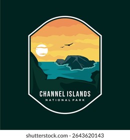 channel islands national park emblem logo vector design illustration, california landmark in badge and minimalist style