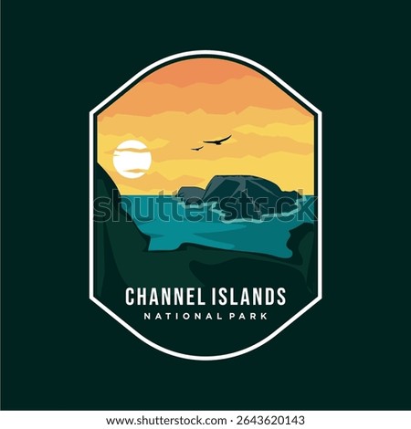 channel islands national park emblem logo vector design illustration, california landmark in badge and minimalist style