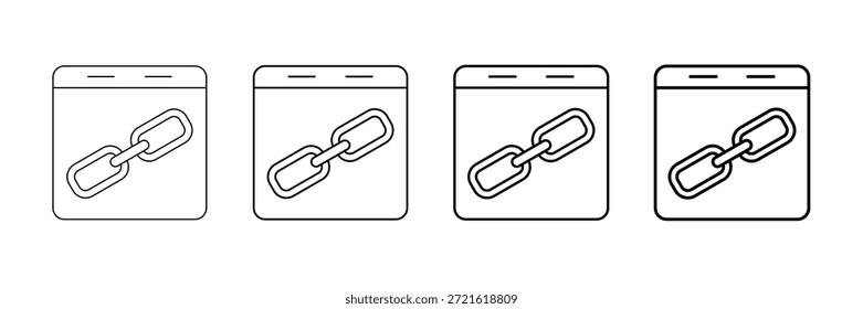 Channel Link Icons Vector Set In Different Stroke Line Style
