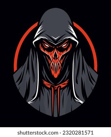 Channel the macabre allure of the Grim Reaper with a captivating vector clip art, featuring the symbol of death in striking detail