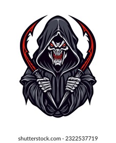 Channel the macabre allure of the Grim Reaper with a captivating vector clip art, featuring the symbol of death in striking detail