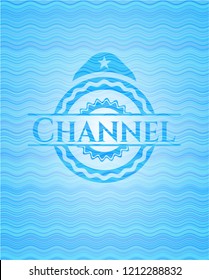Channel water wave representation emblem background.