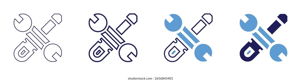 Channellock wrench icon in 4 different styles. Thin Line, Line, Bold Line, Duotone. Duotone style. Editable stroke.
