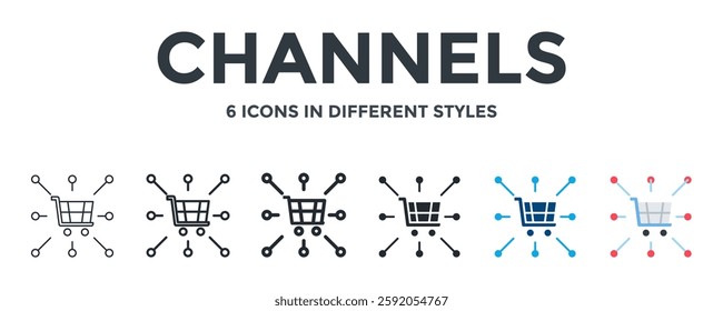 Channels Icon In Different Style Vector Illustration. Designed In Thin Line, Regular Line, Bold Line, Glyph, Color Fill, And Flat Style Can Be Used For Web