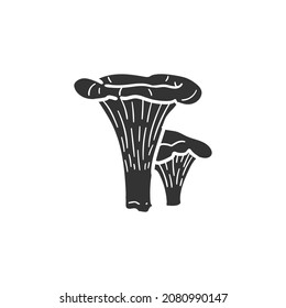 Chanterelle Cibarius Icon Silhouette Illustration. Mushroom Vector Graphic Pictogram Symbol Clip Art. Doodle Sketch Black Sign.