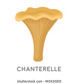 Chanterelle icon in cartoon style isolated on white background. Mushroom symbol stock vector illustration.