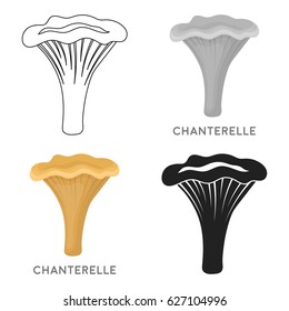 Chanterelle icon in cartoon style isolated on white background. Mushroom symbol stock vector illustration.