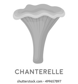 Chanterelle icon in monochrome style isolated on white background. Mushroom symbol stock vector illustration.