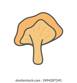 Chanterelle mushroom clip art illustration doodle sketch style. Edible forest seasonal mushroom, vector graphics