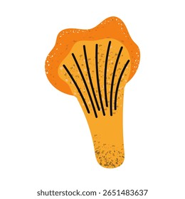 Chanterelle mushroom. Stylized forest autumn mushroom. 