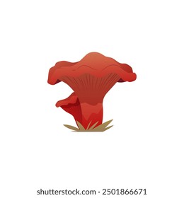 Chanterelle mushroom vector icon. Cartoon magic fungi ginger color. Fairy nature fungus gui design element. Fantasy game forest plant isolated. Organic food ingredient