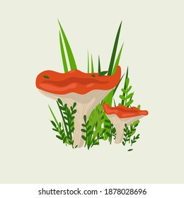 Chanterelle mushrooms in autumn colors, for cards or invitations, stickers