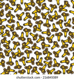 chanterelle mushrooms white brown yellow autumn seasonal seamless pattern on white background