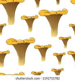 Chanterelles mushrooms. vegetable healthy food. Mushrooms pattern on white background