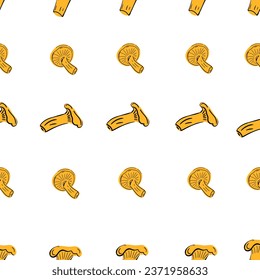 Chanterelles seamless yellow hand drawn pattern