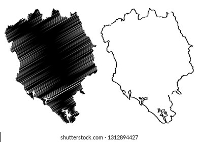 Chanthaburi Province (Kingdom of Thailand, Siam, Provinces of Thailand) map vector illustration, scribble sketch Chanthaburi map