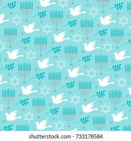 chanukah menorah and dove pattern