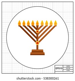 Chanukah menorah flat icon