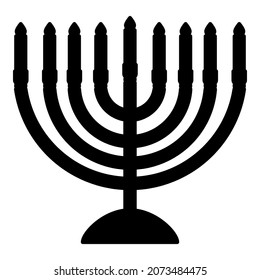 Chanukah menorah Jewish holiday candelabra with candles Israel candle holder icon black color vector illustration flat style simple image