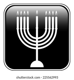 Chanukah symbol button on white background. Vector illustration.