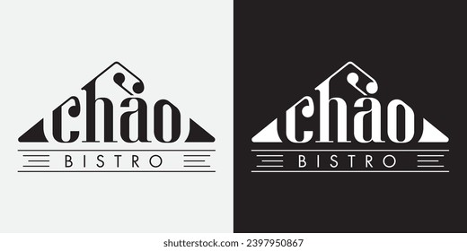 Chao Bistro and Restaurant simple logo design within a Vietnamese hat shape