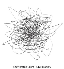 Chaos. Abstract tangled texture. Random chaotic lines. Hand drawn dinamic scrawls. Black and white illustration. Background with stripes. Universal pattern. Art creation