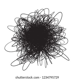 Chaos. Abstract tangled texture. Random chaotic lines. Hand drawn dinamic scrawls. Black and white illustration. Background with lines. Universal pattern. Art creation