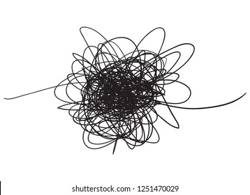 Chaos. Abstract tangled texture. Random chaotic lines. Hand drawn dinamic scrawls. Black and white illustration. Background with lines. Universal pattern. Art creation