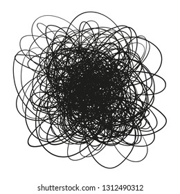 Chaos. Abstract tangled texture. Random chaotic lines. Hand drawn dinamic scrawls. Black and white illustration. Background with lines. Universal pattern. Art creation