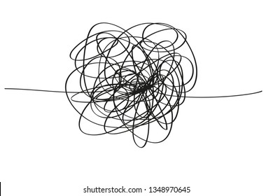 Chaos. Abstract tangled texture. Random chaotic lines. Hand drawn dinamic scrawls. Black and white illustration. Background with lines. Universal pattern