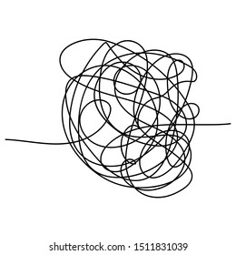 Chaos. Abstract tangled texture. Random chaotic lines. Hand drawn dinamic scrawls. Black and white illustration. Background with lines.