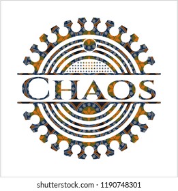 Chaos arabic style emblem. Arabesque decoration.