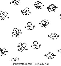 Chaos Arrow Movement Vector Seamless Pattern Thin Line Illustration