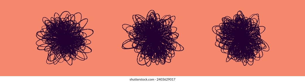 Chaos and brain line icon stress and anxiety. Complexity of thinking and mental challenges with mind scribbles. Flat vector illustration isolated on white background.