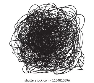 Chaos circle pattern. Intricate 
texture. Chaotic lines. Background with stripes and waves. Art creation. Print for polygraphy, posters, banners and textiles. Greeting cards